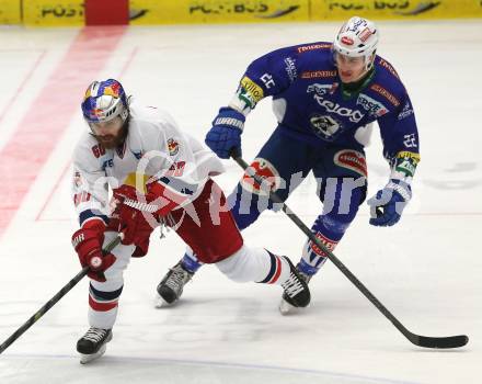 EBEL. Eishockey Bundesliga. EC VSV gegen EC Red Bull Salzburg. Adis Alagic (VSV), Troy Milam (Salzburg). Villach, am 17.2.2015.
Foto: Kuess
---
pressefotos, pressefotografie, kuess, qs, qspictures, sport, bild, bilder, bilddatenbank