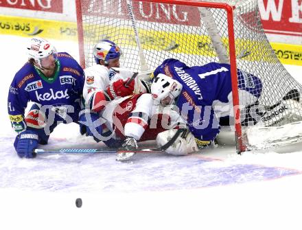 EBEL. Eishockey Bundesliga. EC VSV gegen EC Red Bull Salzburg. Mario Altmann, Jean Philippe Lamoureux (VSV), Brett Sterling (Salzburg). Villach, am 17.2.2015.
Foto: Kuess
---
pressefotos, pressefotografie, kuess, qs, qspictures, sport, bild, bilder, bilddatenbank