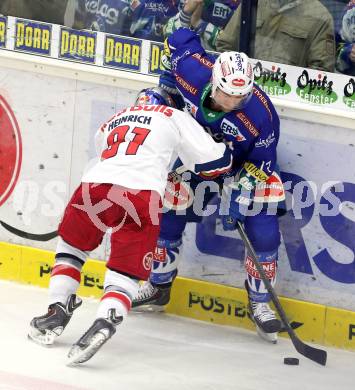 EBEL. Eishockey Bundesliga. EC VSV gegen EC Red Bull Salzburg. John Lammers (VSV), Dominique Heinrich (Salzburg). Villach, am 17.2.2015.
Foto: Kuess
---
pressefotos, pressefotografie, kuess, qs, qspictures, sport, bild, bilder, bilddatenbank