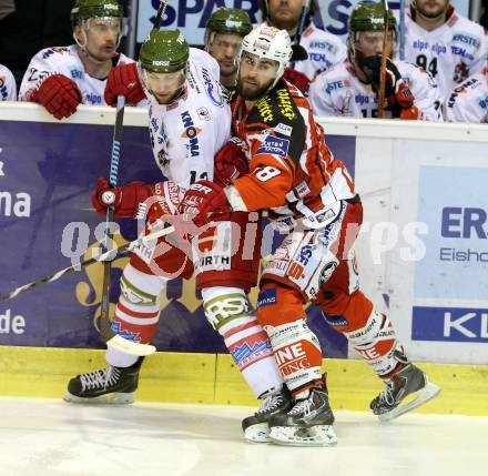 EBEL. Eishockey Bundesliga. KAC gegen HCB Suedtirol.  Martin Schumnig (KAC), Ziga Pance (Bozen). Klagenfurt, am 20.2.2015.
Foto: Kuess 

---
pressefotos, pressefotografie, kuess, qs, qspictures, sport, bild, bilder, bilddatenbank