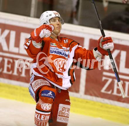 EBEL. Eishockey Bundesliga. KAC gegen HCB Suedtirol. Torjubel Patrick Harand (KAC). Klagenfurt, am 20.2.2015.
Foto: Kuess 

---
pressefotos, pressefotografie, kuess, qs, qspictures, sport, bild, bilder, bilddatenbank