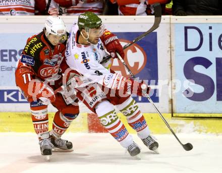 EBEL. Eishockey Bundesliga. KAC gegen HCB Suedtirol. Daniel Ban,  (KAC),  Marco Insam (Bozen). Klagenfurt, am 20.2.2015.
Foto: Kuess 

---
pressefotos, pressefotografie, kuess, qs, qspictures, sport, bild, bilder, bilddatenbank