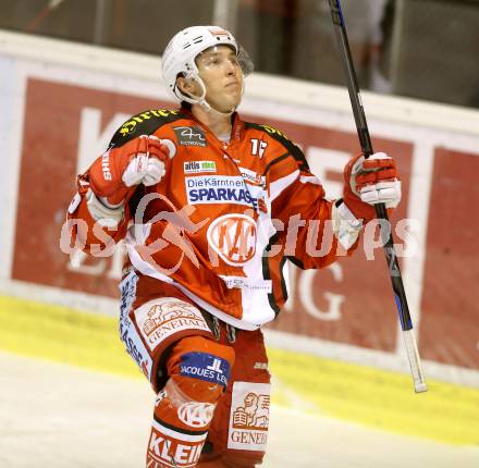 EBEL. Eishockey Bundesliga. KAC gegen HCB Suedtirol. Torjubel Patrick Harand (KAC). Klagenfurt, am 20.2.2015.
Foto: Kuess 

---
pressefotos, pressefotografie, kuess, qs, qspictures, sport, bild, bilder, bilddatenbank