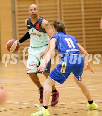 Basketball 2.Bundesliga 2014/15 Grunddurchgang 20.Runde. Raiders Villach gegen BBU Salzburg. Thomas Kelley,  (Villach), Dominik Gross (Salzburg). Villach, am 21.2.1015.
Foto: Kuess
---
pressefotos, pressefotografie, kuess, qs, qspictures, sport, bild, bilder, bilddatenbank