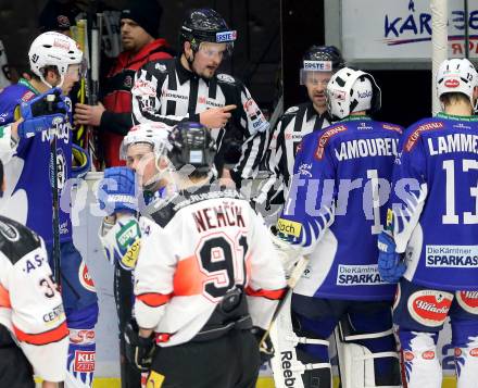 EBEL. Eishockey Bundesliga. EC VSV gegen Orli Znojmo. Jean Philippe Lamoureux, Schiedsrichter (VSV). Villach, am 22.2.2015.
Foto: Kuess 


---
pressefotos, pressefotografie, kuess, qs, qspictures, sport, bild, bilder, bilddatenbank