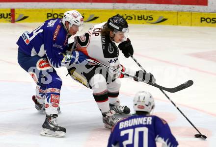 EBEL. Eishockey Bundesliga. EC VSV gegen Orli Znojmo. Geoff Waugh,  (VSV), Radek Cip (Orli Znojmo). Villach, am 22.2.2015.
Foto: Kuess 


---
pressefotos, pressefotografie, kuess, qs, qspictures, sport, bild, bilder, bilddatenbank