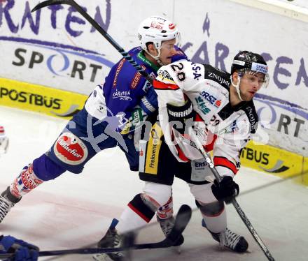 EBEL. Eishockey Bundesliga. EC VSV gegen Orli Znojmo. Patrick Platzer,  (VSV),  Martin Podesva (Orli Znojmo). Villach, am 22.2.2015.
Foto: Kuess 


---
pressefotos, pressefotografie, kuess, qs, qspictures, sport, bild, bilder, bilddatenbank