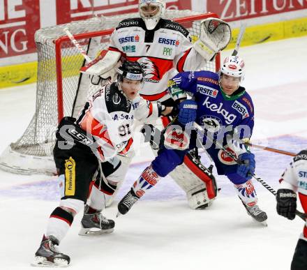 EBEL. Eishockey Bundesliga. EC VSV gegen Orli Znojmo. Brock McBride, (VSV), Martin Nemcik  (Orli Znojmo). Villach, am 22.2.2015.
Foto: Kuess 


---
pressefotos, pressefotografie, kuess, qs, qspictures, sport, bild, bilder, bilddatenbank