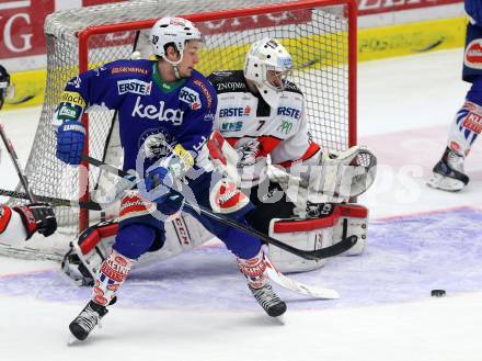 EBEL. Eishockey Bundesliga. EC VSV gegen Orli Znojmo. Patrick Platzer,  (VSV), Patrik Nechvatal (Orli Znojmo). Villach, am 22.2.2015.
Foto: Kuess 


---
pressefotos, pressefotografie, kuess, qs, qspictures, sport, bild, bilder, bilddatenbank