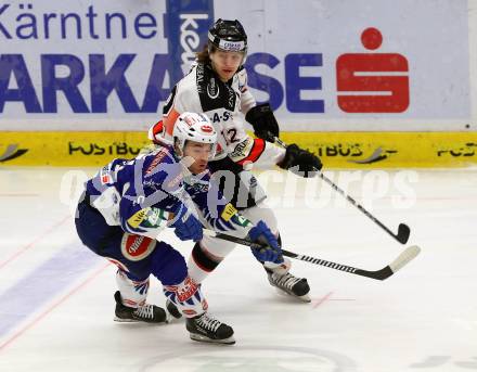 EBEL. Eishockey Bundesliga. EC VSV gegen Orli Znojmo.  Brock McBride,  (VSV), Radek Cip (Orli Znojmo). Villach, am 22.2.2015.
Foto: Kuess 


---
pressefotos, pressefotografie, kuess, qs, qspictures, sport, bild, bilder, bilddatenbank