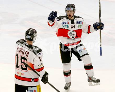 EBEL. Eishockey Bundesliga. EC VSV gegen Orli Znojmo. Torjubel Ondrej Sedivy  (Orli Znojmo). Villach, am 22.2.2015.
Foto: Kuess 


---
pressefotos, pressefotografie, kuess, qs, qspictures, sport, bild, bilder, bilddatenbank