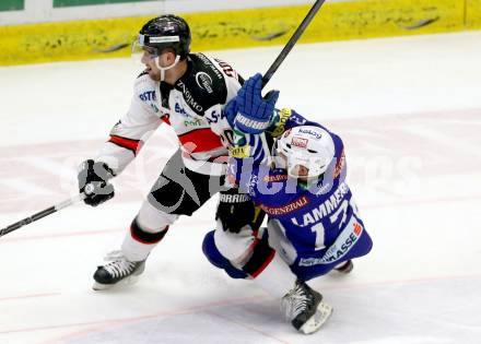 EBEL. Eishockey Bundesliga. EC VSV gegen Orli Znojmo. John Lammers,  (VSV), Martin Podesva (Orli Znojmo). Villach, am 22.2.2015.
Foto: Kuess 


---
pressefotos, pressefotografie, kuess, qs, qspictures, sport, bild, bilder, bilddatenbank