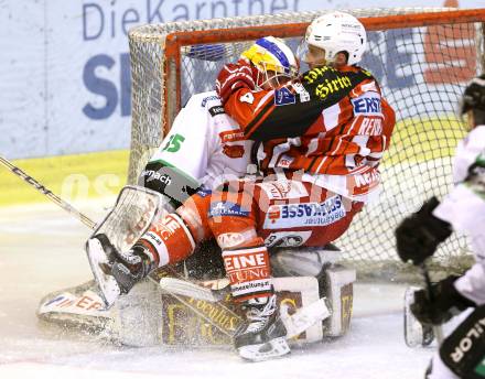 EBEL. Eishockey Bundesliga. KAC gegen HDD Telemach Olimpila Ljubljana. Johannes Reichel (KAC), Miika Wiikman Ljubljana). Klagenfurt, am 24.2.2015.
Foto: Kuess
---
pressefotos, pressefotografie, kuess, qs, qspictures, sport, bild, bilder, bilddatenbank