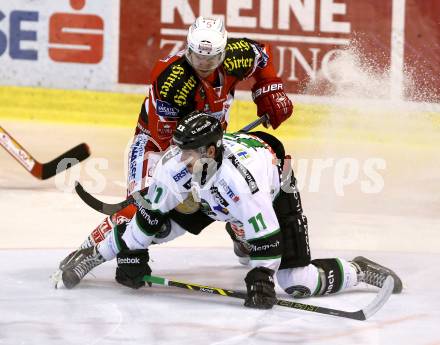 EBEL. Eishockey Bundesliga. KAC gegen HDD Telemach Olimpila Ljubljana. Jason Desantis (KAC), Ziga Pesut, Ljubljana). Klagenfurt, am 24.2.2015.
Foto: Kuess
---
pressefotos, pressefotografie, kuess, qs, qspictures, sport, bild, bilder, bilddatenbank