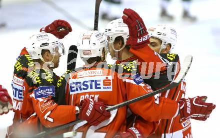 EBEL. Eishockey Bundesliga. KAC gegen HDD Telemach olimpila Ljubljana. Torjubel (KAC). Klagenfurt, am 24.2.2015.
Foto: Kuess
---
pressefotos, pressefotografie, kuess, qs, qspictures, sport, bild, bilder, bilddatenbank