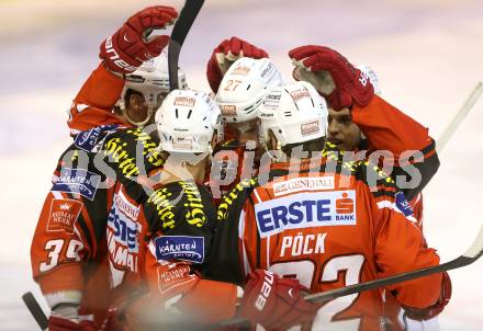 EBEL. Eishockey Bundesliga. KAC gegen HDD Telemach olimpila Ljubljana. Torjubel (KAC). Klagenfurt, am 24.2.2015.
Foto: Kuess
---
pressefotos, pressefotografie, kuess, qs, qspictures, sport, bild, bilder, bilddatenbank