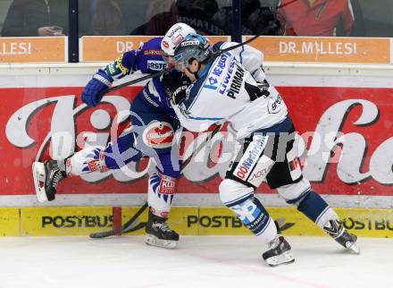 EBEL. Eishockey Bundesliga. EC VSV gegen EHC LIWEST Linz. Ruslan Gelfanov,  (VSV), Markus Pirmann (Linz). Villach, am 26.2.2015.
Foto: Kuess 


---
pressefotos, pressefotografie, kuess, qs, qspictures, sport, bild, bilder, bilddatenbank