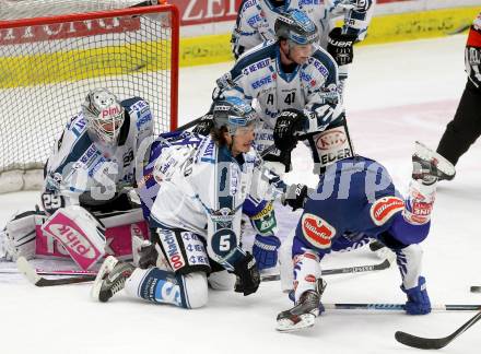 EBEL. Eishockey Bundesliga. EC VSV gegen EHC LIWEST Linz. Darren Haydar,  (VSV),  Franklin MacDonald, Curtis Murphy (Linz). Villach, am 26.2.2015.
Foto: Kuess 


---
pressefotos, pressefotografie, kuess, qs, qspictures, sport, bild, bilder, bilddatenbank