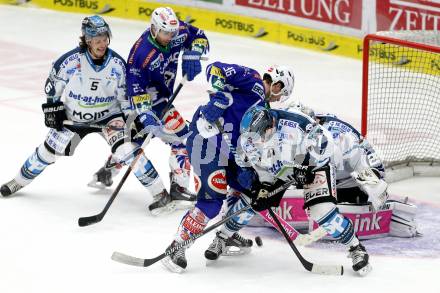 EBEL. Eishockey Bundesliga. EC VSV gegen EHC LIWEST Linz. Marco Pewal, Darren Haydar, (VSV), Franklin MacDonald, Curtis Murphy  (Linz). Villach, am 26.2.2015.
Foto: Kuess 


---
pressefotos, pressefotografie, kuess, qs, qspictures, sport, bild, bilder, bilddatenbank