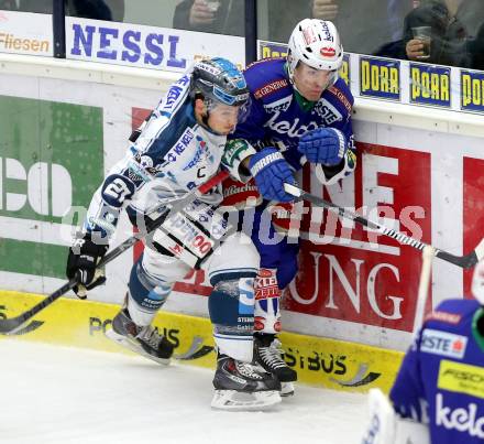 EBEL. Eishockey Bundesliga. EC VSV gegen EHC LIWEST Linz. Brock McBride, (VSV), Philipp Lukas  (Linz). Villach, am 26.2.2015.
Foto: Kuess 


---
pressefotos, pressefotografie, kuess, qs, qspictures, sport, bild, bilder, bilddatenbank