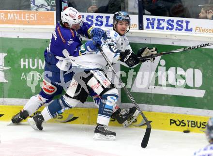 EBEL. Eishockey Bundesliga. EC VSV gegen EHC LIWEST Linz. Ruslan Gelfanov,  (VSV), Bernhard Fechtig (Linz). Villach, am 26.2.2015.
Foto: Kuess 


---
pressefotos, pressefotografie, kuess, qs, qspictures, sport, bild, bilder, bilddatenbank