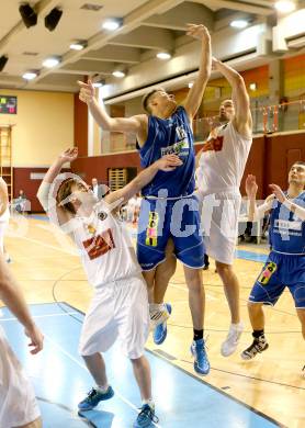 Basketball 2.Bundesliga 2014/15 Grunddurchgang 21.Runde. Woerthersee Piraten gegen BBU Salzburg. Sebastian Huber, Joachim Buggelsheim, (Piraten), Aleksandar  Andjelkovic  (Salzburg). Klagenfurt, am 28.2.1015.
Foto: Kuess
---
pressefotos, pressefotografie, kuess, qs, qspictures, sport, bild, bilder, bilddatenbank