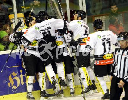 EBEL. Eishockey Bundesliga. KAC gegen Dornbirner Eishockey Club. Torjubel  (Dornbirn). Klagenfurt, am 3.3.2015.
Foto: Kuess 

---
pressefotos, pressefotografie, kuess, qs, qspictures, sport, bild, bilder, bilddatenbank