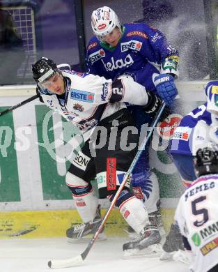 EBEL. Eishockey Bundesliga. EC VSV gegen SAPA Fehervar AV19. Daniel Nageler, (VSV), Peter Hetenyi  (Alba Volan). Villach, am 3.3.2015.
Foto: Kuess 


---
pressefotos, pressefotografie, kuess, qs, qspictures, sport, bild, bilder, bilddatenbank