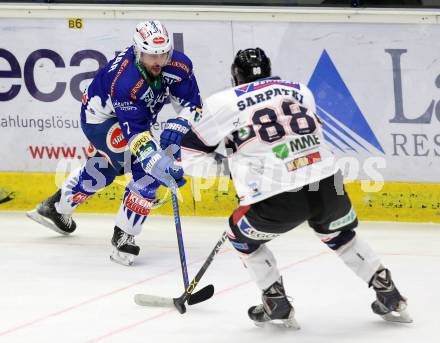 EBEL. Eishockey Bundesliga. EC VSV gegen SAPA Fehervar AV19. Klemen Pretnar,  (VSV), Tamas Robert Sarpatki (Alba Volan). Villach, am 3.3.2015.
Foto: Kuess 


---
pressefotos, pressefotografie, kuess, qs, qspictures, sport, bild, bilder, bilddatenbank