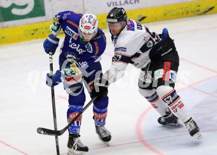 EBEL. Eishockey Bundesliga. EC VSV gegen SAPA Fehervar AV19. Valentin Leiler,  (VSV), Attila Orban (Alba Volan). Villach, am 3.3.2015.
Foto: Kuess 


---
pressefotos, pressefotografie, kuess, qs, qspictures, sport, bild, bilder, bilddatenbank