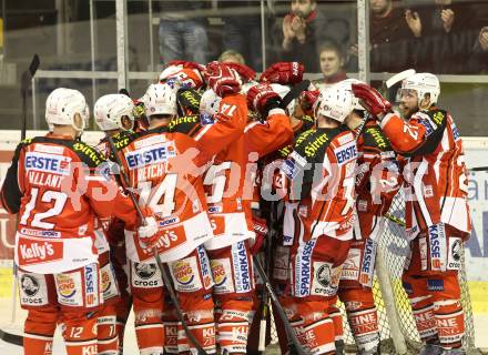 EBEL. Eishockey Bundesliga. KAC gegen Dornbirner Eishockey Club.  Jubel (KAC). Klagenfurt, am 3.3.2015.
Foto: Kuess 

---
pressefotos, pressefotografie, kuess, qs, qspictures, sport, bild, bilder, bilddatenbank