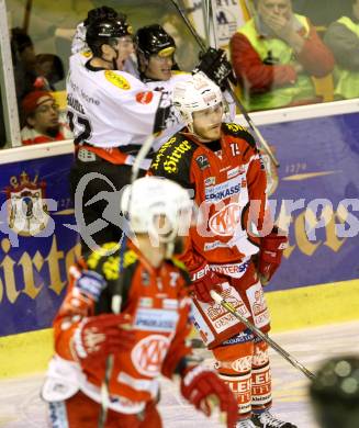 EBEL. Eishockey Bundesliga. KAC gegen Dornbirner Eishockey Club. GEIER Stefan (KAC), torjubel (Dornbirn). Klagenfurt, am 3.3.2015.
Foto: Kuess 

---
pressefotos, pressefotografie, kuess, qs, qspictures, sport, bild, bilder, bilddatenbank