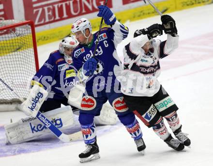 EBEL. Eishockey Bundesliga. EC VSV gegen SAPA Fehervar AV19. Gwerhard Unterluggauer, Jean Philippe Lamoureux,  (VSV), Brandon Marino (Alba Volan). Villach, am 3.3.2015.
Foto: Kuess 


---
pressefotos, pressefotografie, kuess, qs, qspictures, sport, bild, bilder, bilddatenbank