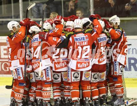 EBEL. Eishockey Bundesliga. KAC gegen Dornbirner Eishockey Club.  Jubel (KAC). Klagenfurt, am 3.3.2015.
Foto: Kuess 

---
pressefotos, pressefotografie, kuess, qs, qspictures, sport, bild, bilder, bilddatenbank