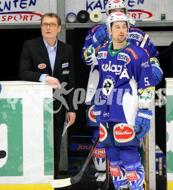 EBEL. Eishockey Bundesliga. EC VSV gegen SAPA Fehervar AV19. Trainer Hannu Jaervenpaeae, Eric Hunter (VSV). Villach, am 3.3.2015.
Foto: Kuess 


---
pressefotos, pressefotografie, kuess, qs, qspictures, sport, bild, bilder, bilddatenbank