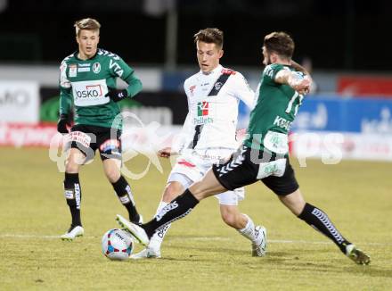 Fussball Bundesliga. RZ Pellets WAC gegen SV Josko Ried. Rene Seebacher, (WAC), Oliver Kragl  (Ried). Wolfsberg, am 4.3.2015.
Foto: Kuess

---
pressefotos, pressefotografie, kuess, qs, qspictures, sport, bild, bilder, bilddatenbank