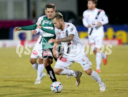 Fussball Bundesliga. RZ Pellets WAC gegen SV Josko Ried. Peter Zulj, (WAC), Stefan Lainer (Ried). Wolfsberg, am 4.3.2015.
Foto: Kuess

---
pressefotos, pressefotografie, kuess, qs, qspictures, sport, bild, bilder, bilddatenbank