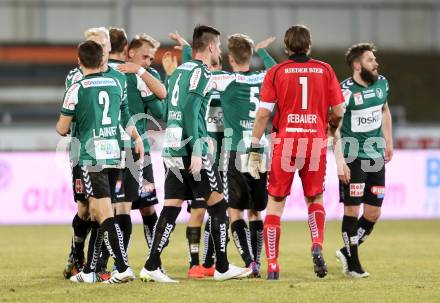 Fussball Bundesliga. RZ Pellets WAC gegen SV Josko Ried. Jubel Ried. Wolfsberg, am 4.3.2015.
Foto: Kuess

---
pressefotos, pressefotografie, kuess, qs, qspictures, sport, bild, bilder, bilddatenbank