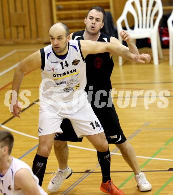 Basketball 2.Bundesliga 2014/15 Grunddurchgang 22.Runde. Radenthein Garnets gegen Mistelbach Mustangs. Vjeran Soldo, (Radenthein),   Edivard Ovcak  (Mistelbach). Radenthein, am 7.3.1015.
Foto: Kuess
---
pressefotos, pressefotografie, kuess, qs, qspictures, sport, bild, bilder, bilddatenbank