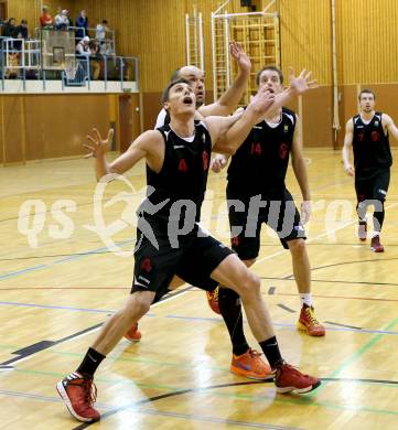 Basketball 2.Bundesliga 2014/15 Grunddurchgang 22.Runde. Radenthein Garnets gegen Mistelbach Mustangs. Vjeran Soldo, (Radenthein),  Jakob Deimel, Vladimir Sismilich  (Mistelbach). Radenthein, am 7.3.1015.
Foto: Kuess
---
pressefotos, pressefotografie, kuess, qs, qspictures, sport, bild, bilder, bilddatenbank