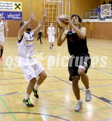 Basketball 2.Bundesliga 2014/15 Grunddurchgang 22.Runde. Radenthein Garnets gegen Mistelbach Mustangs. Patrick Biedermann,  (Radenthein),  Daniel Gajdosik (Mistelbach). Radenthein, am 7.3.1015.
Foto: Kuess
---
pressefotos, pressefotografie, kuess, qs, qspictures, sport, bild, bilder, bilddatenbank