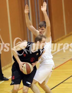 Basketball 2.Bundesliga 2014/15 Grunddurchgang 22.Runde. Radenthein Garnets gegen Mistelbach Mustangs. Luka Zavrsnik, (Radenthein),  Vladimir Sismilich  (Mistelbach). Radenthein, am 7.3.1015.
Foto: Kuess
---
pressefotos, pressefotografie, kuess, qs, qspictures, sport, bild, bilder, bilddatenbank