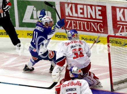 EBEL. Eishockey Bundesliga. EC VSV gegen EC Red Bull Salzburg.  Torjubel Mark Santorelli (VSV). Villach, am 8.3.2015.
Foto: Kuess 


---
pressefotos, pressefotografie, kuess, qs, qspictures, sport, bild, bilder, bilddatenbank