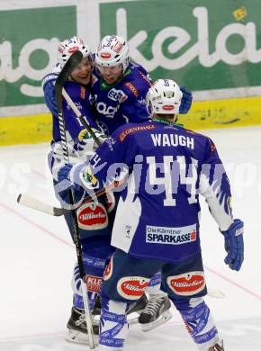 EBEL. Eishockey Bundesliga. EC VSV gegen EC Red Bull Salzburg.  Torjubel Mark Santorelli, (VSV). Villach, am 8.3.2015.
Foto: Kuess 


---
pressefotos, pressefotografie, kuess, qs, qspictures, sport, bild, bilder, bilddatenbank