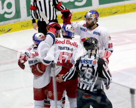 EBEL. Eishockey Bundesliga. EC VSV gegen EC Red Bull Salzburg.  Torjubel   (Salzburg). Villach, am 8.3.2015.
Foto: Kuess 


---
pressefotos, pressefotografie, kuess, qs, qspictures, sport, bild, bilder, bilddatenbank