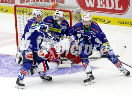 EBEL. Eishockey Bundesliga. EC VSV gegen EC Red Bull Salzburg. Gerhard Unterluggauer, Mario Altmann,  (VSV), Brett Sterling (Salzburg). Villach, am 8.3.2015.
Foto: Kuess 


---
pressefotos, pressefotografie, kuess, qs, qspictures, sport, bild, bilder, bilddatenbank