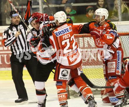 EBEL. Eishockey Bundesliga. KAC gegen Orli Znojmo.  Thomas Poeck, (KAC), Patrik Novak    (Orli Znojmo). Klagenfurt, am 13.3.2015.
Foto: Kuess 

---
pressefotos, pressefotografie, kuess, qs, qspictures, sport, bild, bilder, bilddatenbank