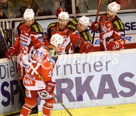 EBEL. Eishockey Bundesliga. KAC gegen Orli Znojmo.  Torjubel Oliver Setzinger (KAC). Klagenfurt, am 13.3.2015.
Foto: Kuess 

---
pressefotos, pressefotografie, kuess, qs, qspictures, sport, bild, bilder, bilddatenbank