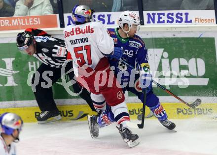 EBEL. Eishockey Bundesliga. EC VSV gegen EC Red Bull Salzburg. Brock McBride,  (VSV), Matthias Trattnig (Salzburg). Villach, am 13.3.2015.
Foto: Kuess 


---
pressefotos, pressefotografie, kuess, qs, qspictures, sport, bild, bilder, bilddatenbank