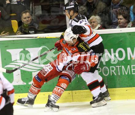 EBEL. Eishockey Bundesliga. KAC gegen Orli Znojmo.   Geier Manuel,  (KAC), Jan Seda (Orli Znojmo). Klagenfurt, am 13.3.2015.
Foto: Kuess 

---
pressefotos, pressefotografie, kuess, qs, qspictures, sport, bild, bilder, bilddatenbank